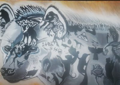 Hyena acrylique sur toile, 50x100cm, Vendue